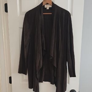 Michael Kors Elegant Brown Women's Suede Open Cardigan